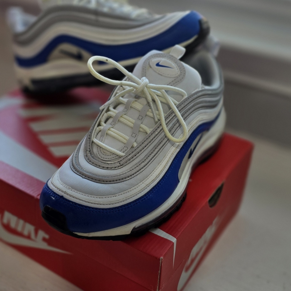 Nike Air Max 97 Sneakers in White and Royal Blue